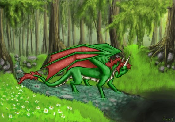 Click to view full size image
 ============== 
Down By the River- Rashau by Lavaheart626 (http://lavaheart626.deviantart.com/)
Keywords: Rashau, Down by the River, Commission, Deviant Art, Lavaheart626