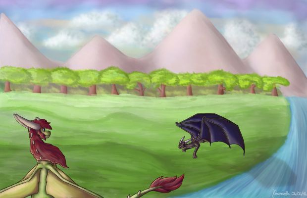 Click to view full size image
 ============== 
Wait for me by Floravola (http://floravola.deviantart.com/)
Keywords: Rashau, Korageth, Commission, Dragon, Floravola Deviantart, Furaffinity